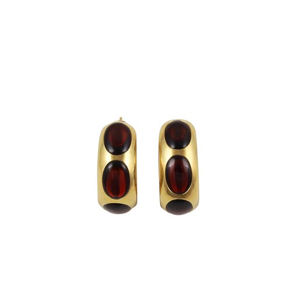 18KT GOLD AND GARNET EARRINGS, POMELLATO "Bisanzio"