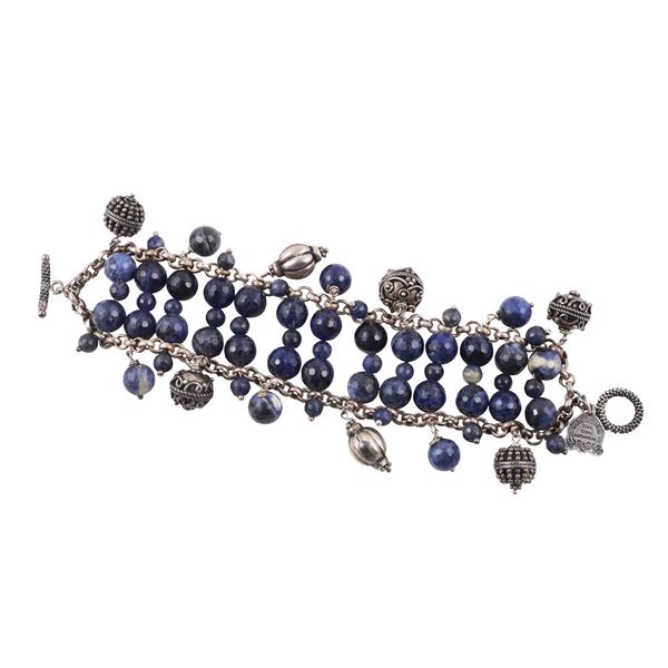 800 SILVER AND SODALITE BRACELET, MARIO BUCCELLATI "Free time collection"  - Auction IMPORTANT JEWELRY - Casa d'Aste International Art Sale