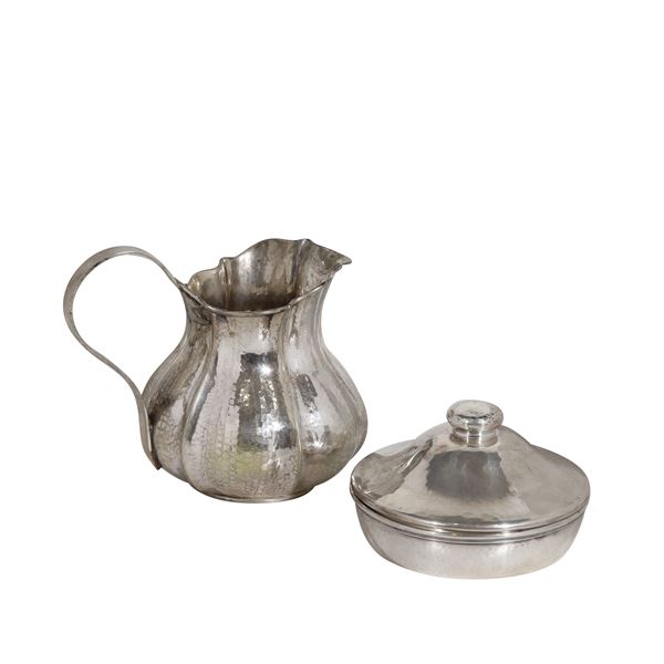 925 SILVER BOWL WITH LID AND 800 SILVER JUG  - Auction JEWELRY, SILVER AND LUXURY BAG - Casa d'Aste International Art Sale