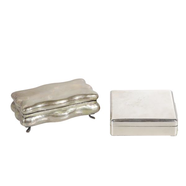 925 SILVER SQUARE BOX AND 800 SILVER RECTANGULAR BOX 