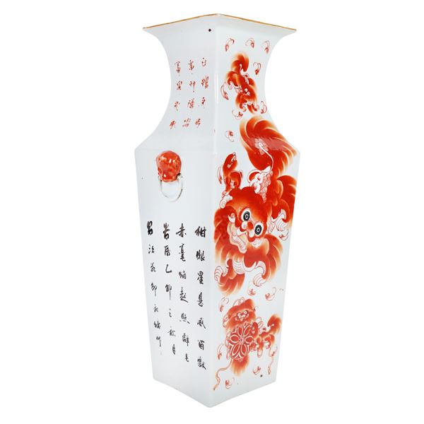 VASE - 清 四方双面粉彩瓶