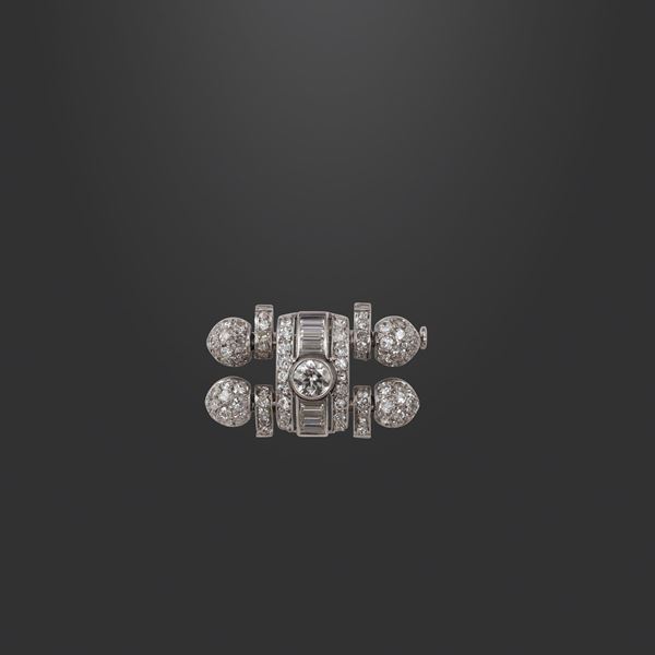 PLATINUM AND DIAMONDS BROOCH