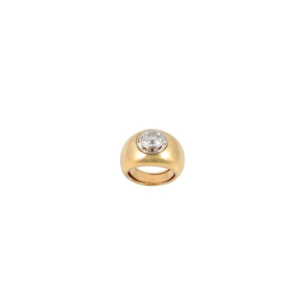 18KT GOLD AND OLD EUROPEAN CUT DIAMOND RING