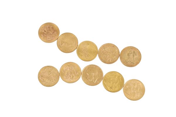 LOT OF TEN GOLD POUNDS 