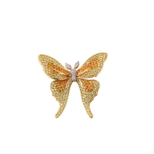 14KT GOLD, DIAMOND AND QUARTZ BROOCH - PENDANT  - Auction JEWELRY, SILVER AND LUXURY BAG - Casa d'Aste International Art Sale