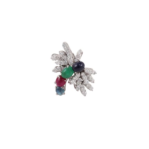 18KT GOLD, DIAMONDS, SAPPHIRE, EMERALD, RUBY AND IOLITE RING  - Auction JEWELRY, SILVER AND LUXURY BAG - Casa d'Aste International Art Sale