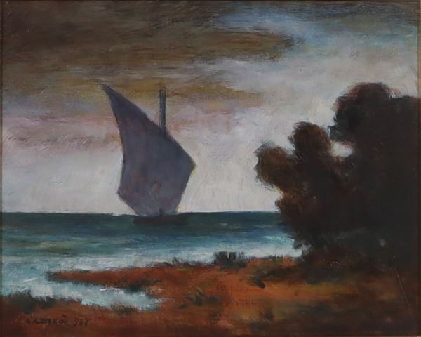 CARLO CARR&#193; : "La vela"    (1947)  - Oil on canvas - Auction MODERN AND CONTEMPORARY ART - Casa d'Aste International Art Sale