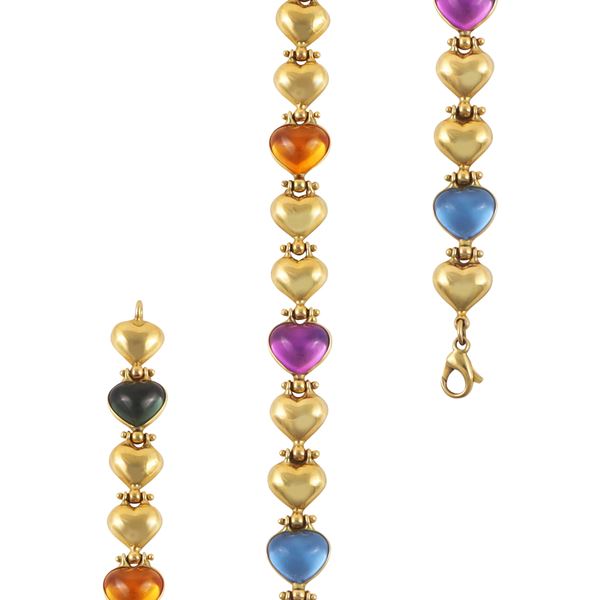 18KT GOLD, BLUE TOPAZ, AMETHYST, QUARTZ AND PERIDOT BRACELET  - Auction JEWELRY, SILVER AND LUXURY BAG - Casa d'Aste International Art Sale