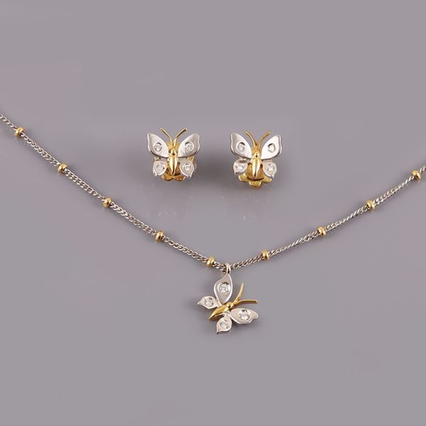 18KT GOLD NECKLACE AND EARRINGS WITH DIAMONDS