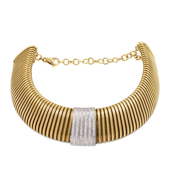 18KT GOLD AND DIAMONDS "TUBOGAS" CHOKER, LEGNAZZI