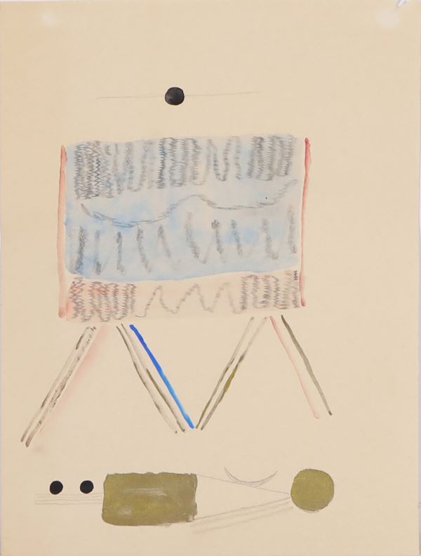 FAUSTO MELOTTI : "TEATRINO"   (1983)  - Mixed technique on paper - Auction MODERN AND CONTEMPORARY ART - Casa d'Aste International Art Sale