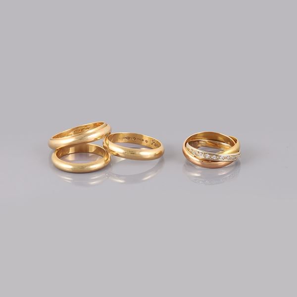 18KT GOLD AND DIAMONDS LOT OF FOUR RINGS