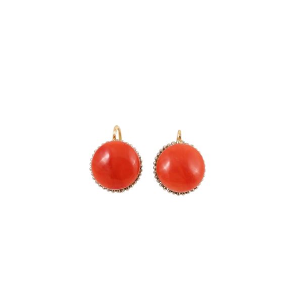 ~ 18KT AND CORAL EARRINGS