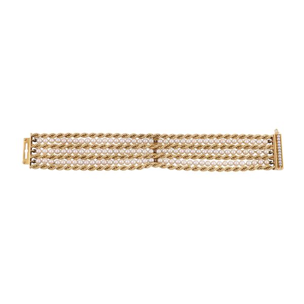 18KT GOLD AND CULTURED PEARLS BRACELET, WEINGRILL