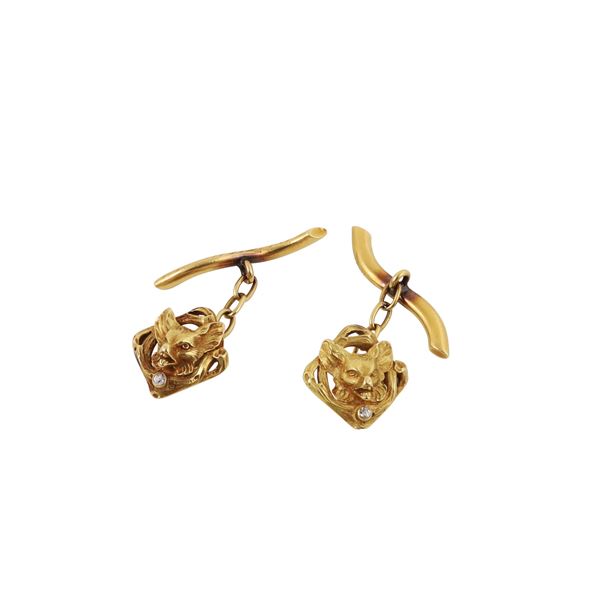 18KT GOLD AND DIAMOND CUFFLINKS  - Auction JEWELRY, SILVER AND LUXURY BAG - Casa d'Aste International Art Sale