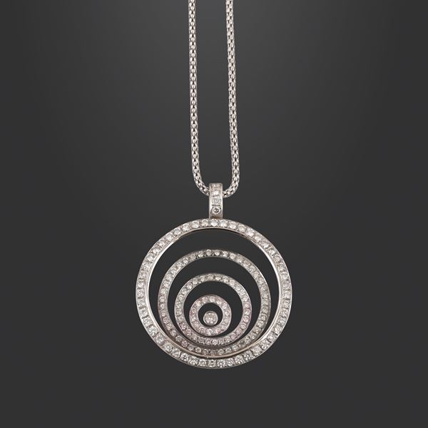 18KT GOLD, GLASS AND DIAMONDS PENDANT WITH 14KT GOLD NECKLACE  - Auction JEWELRY, SILVER AND LUXURY BAG - Casa d'Aste International Art Sale