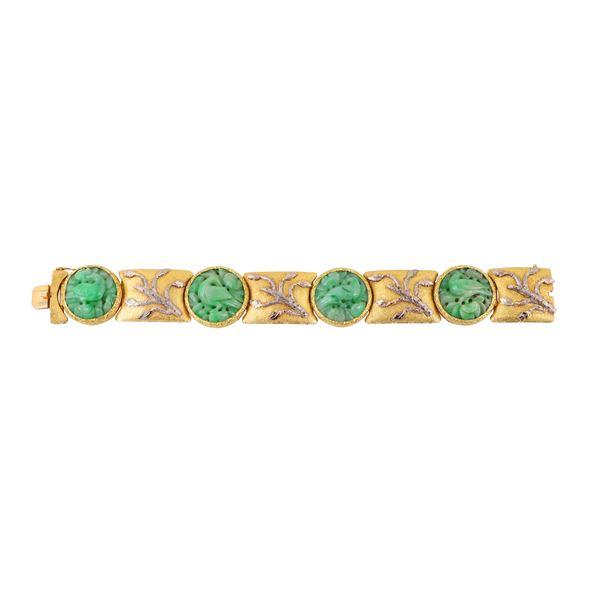 18KT GOLD AND JADEITE BRACELET