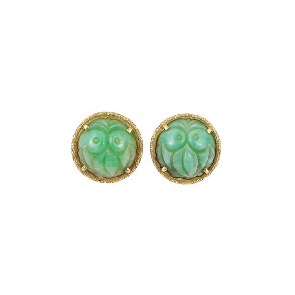 18KT GOLD AND JADEITE EARRINGS