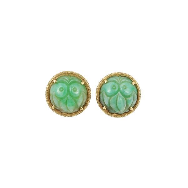 18KT GOLD AND JADEITE EARRINGS  - Auction JEWELRY, SILVER AND LUXURY BAG - Casa d'Aste International Art Sale