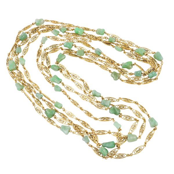 18KT GOLD AND JADEITE NECKLACE  - Auction JEWELRY, SILVER AND LUXURY BAG - Casa d'Aste International Art Sale