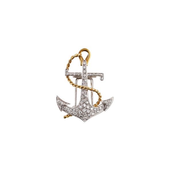 18KT GOLD AND DIAMONDS BROOCH  - Auction JEWELRY, SILVER AND LUXURY BAG - Casa d'Aste International Art Sale