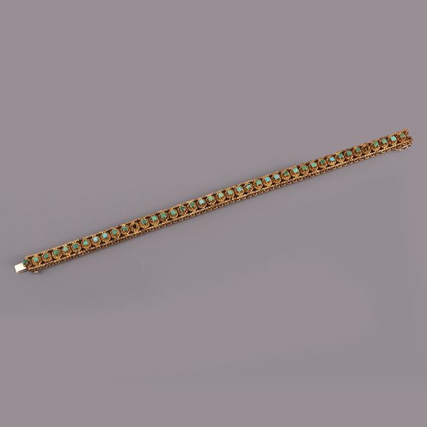 18KT GOLD AND TURQUOISES (two missings) BRACELET