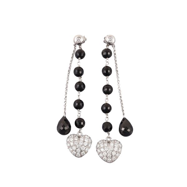 18KT GOLD, ONYX AND DIAMOND EARRINGS  - Auction JEWELRY, SILVER AND LUXURY BAG - Casa d'Aste International Art Sale