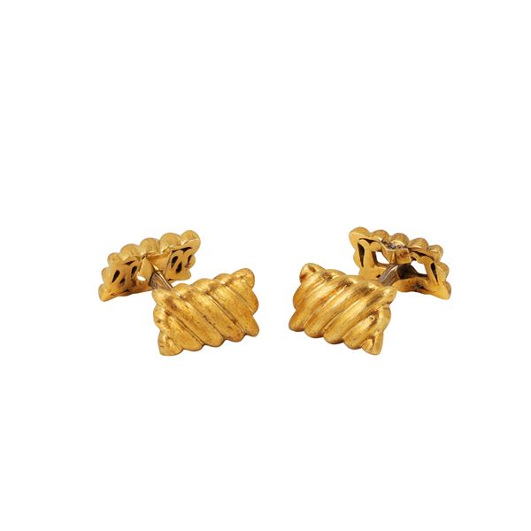 18KT GOLD RECTANGULAR CUFFLINKS, MASELLA  - Auction JEWELRY, SILVER AND LUXURY BAG - Casa d'Aste International Art Sale