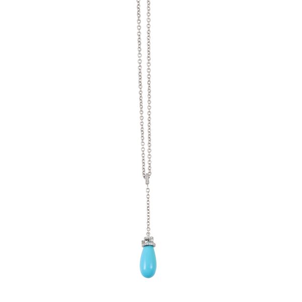 18KT GOLD, TURQUOISE AND DIAMOND NECKLACE, DAMIANI