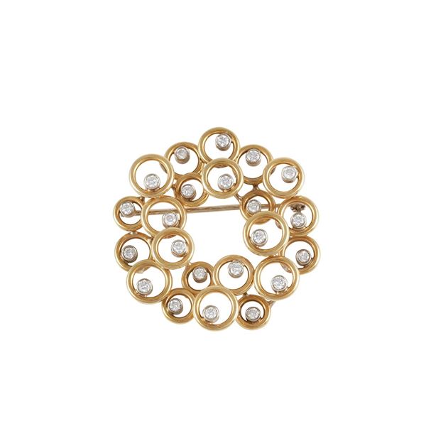 18KT GOLD AND DIAMONDS BROOCH