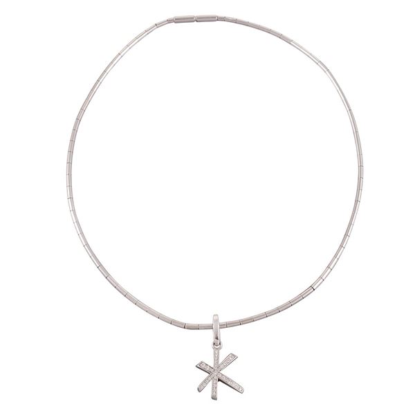 18KT GOLD NECKLACE AND PENDANT WITH DIAMONDS, CARTIER