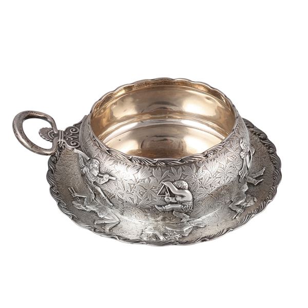 STERLING SILVER PORRIDGE BOWL AND PLATE, BY TIFFANY & Co.