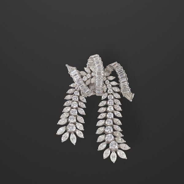 PLATINUM AND DIAMONDS BROOCH  - Auction IMPORTANT JEWELS AND FINE SILVER - Casa d'Aste International Art Sale