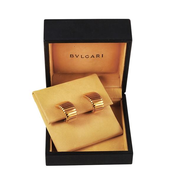 18KT GOLD "Tubogas" CLIP EARRINGS, BY BULGARI 