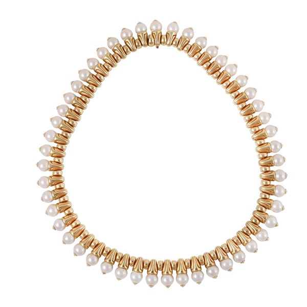 18KT GOLD AND CULTURED PEARLS NECKLACE, BY BULGARI