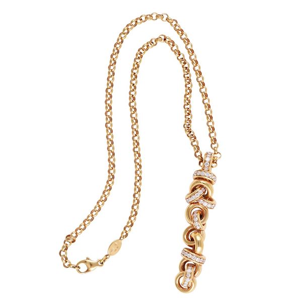 * 18KT GOLD PENDANT WITH DIAMONDS AND CHAIN, De GRISOGONO