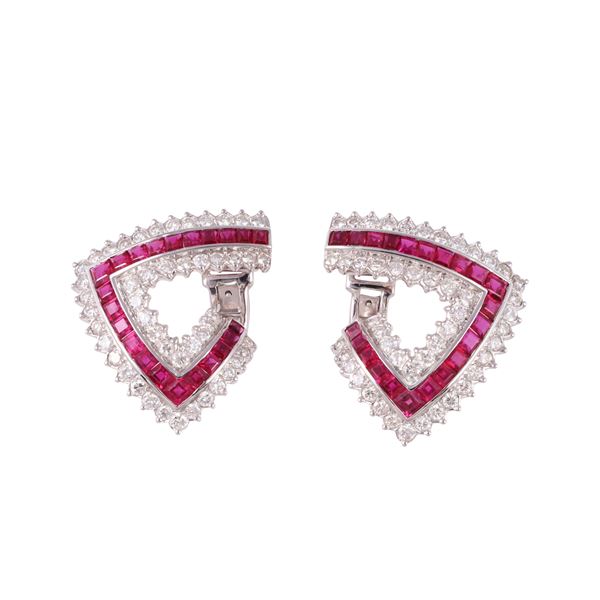 * 18KT GOLD, RUBIES AND DIAMONDS EARRINGS  - Auction IMPORTANT JEWELRY - Casa d'Aste International Art Sale
