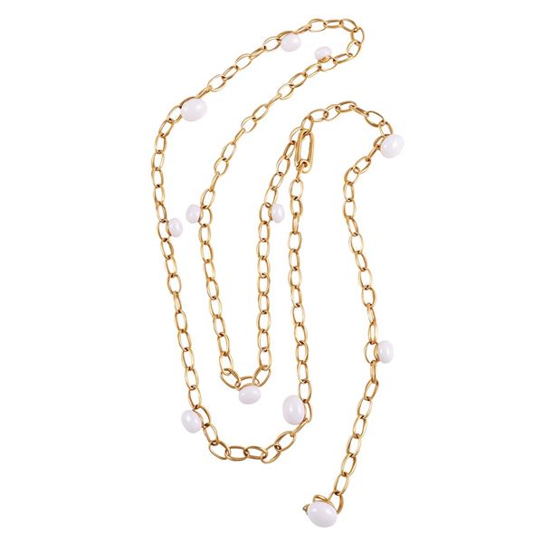 * 18KT GOLD, WHITE CERAMIC AND PERIDOT NECKLACE, POMELLATO "CAPRI"