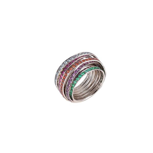 * 18KT GOLD AND GEMSTONES RING, DE GRISOGONO "Allegra"