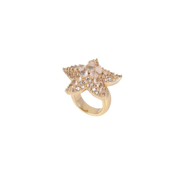 * 18KT GOLD, MOONSTONES AND COLORLESS TOPAZ RING, POMELLATO "Sirene"