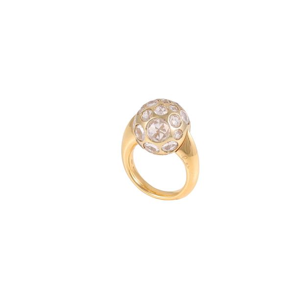* 18KT GOLD AND QUARTZ RING, POMELLATO "Harem"