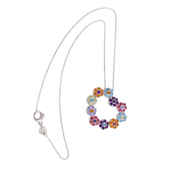 * 18KT GOLD AND GEMSTONES PENDANT WITH CHAIN, PASQUALE BRUNI