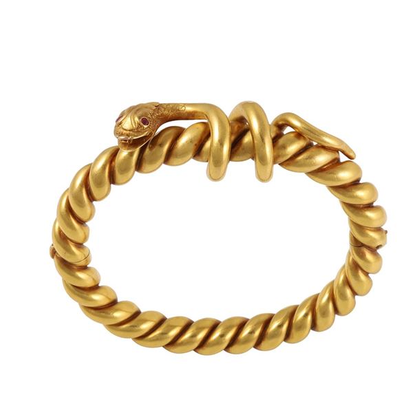 18KT GOLD AND RUBIES BANGLE