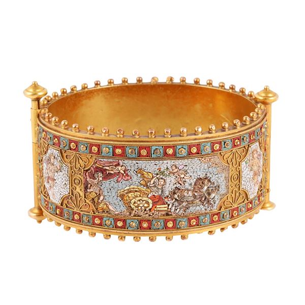 18KT GOLD AND MICRO MOSAIC BANGLE (missing)