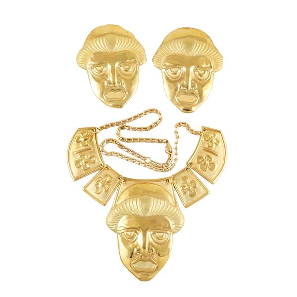 18KT GOLD SET OF NECKLACE AND EARRINGS