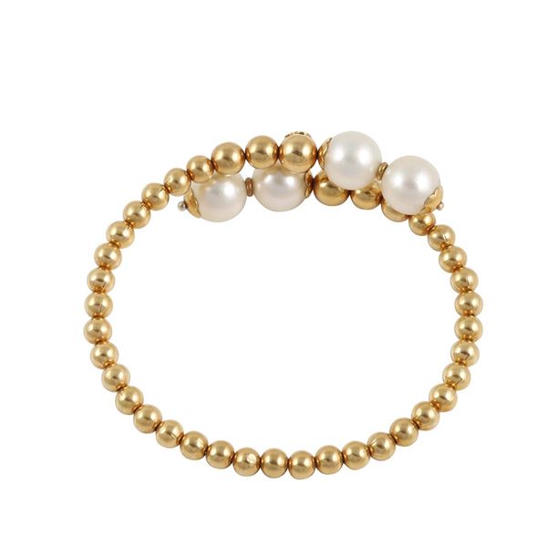 18KT GOLD AND CULTURED PEARLS BRACELET