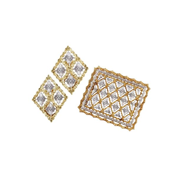 18KT GOLD SET OF BROOCH AND CLIP EARRINGS, BY MARIO BUCCELLATI
