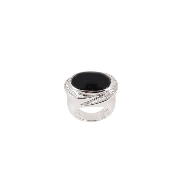 18KT GOLD, BLACK STAR DIOPSIDE AND DIAMONDS RING
