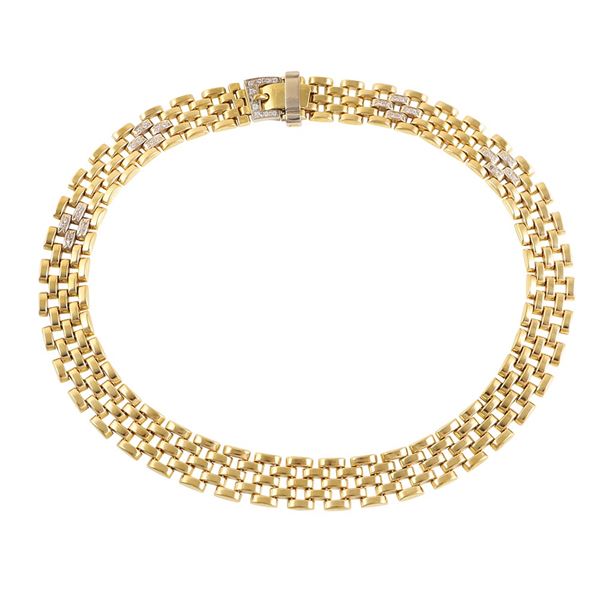 18KT GOLD AND SYNTHETIC GEMS NECKLACE