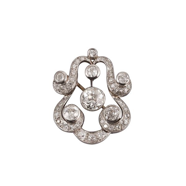 PLATINUM AND DIAMONDS BROOCH